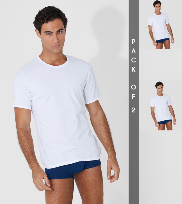 Buy Calvin Klein 2 Pack Lounge Short Sleeves T Shirts In White