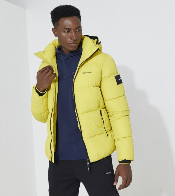 calvin klein hooded nylon puffer coat