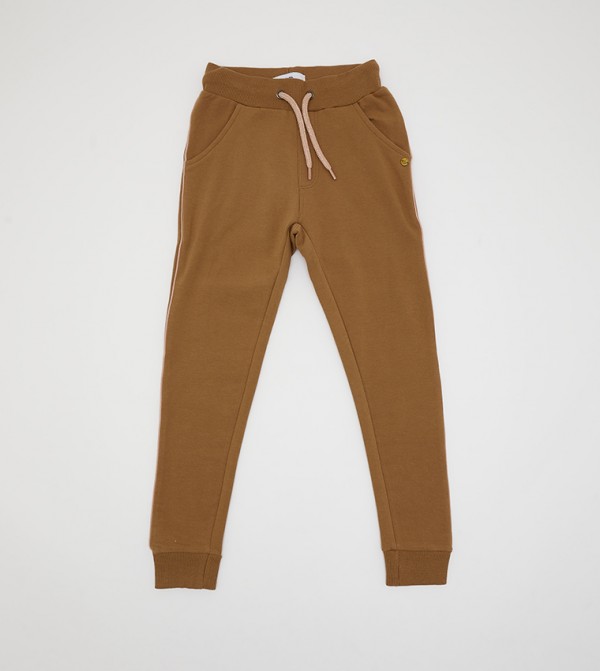 Buy R&B Kids Solid Jogger Pants With Elasticated Waist In Brown