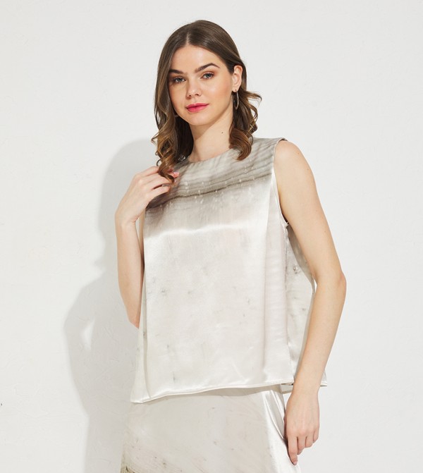 Printed Sleeveless Satin Top