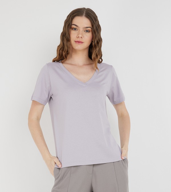 Solid V-Neck T-Shirt