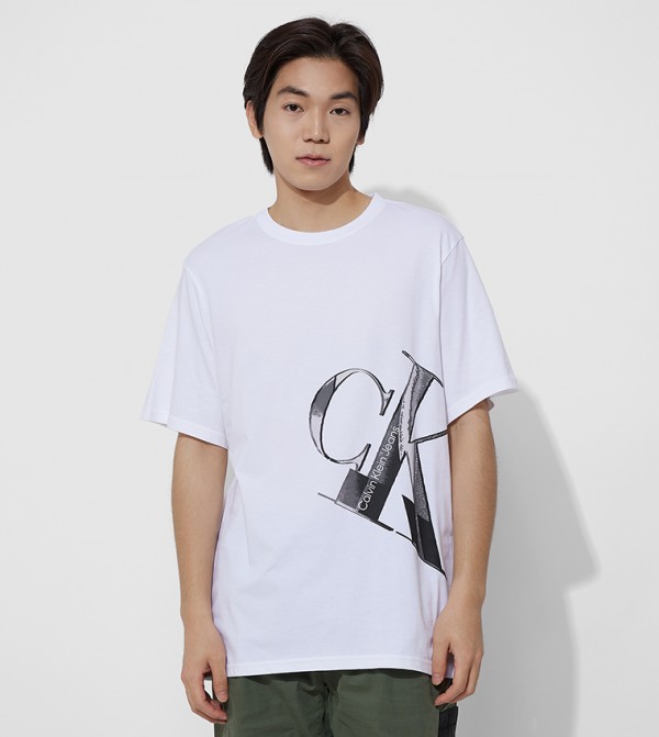 Slanted Monogram Print Oversized T-Shirt