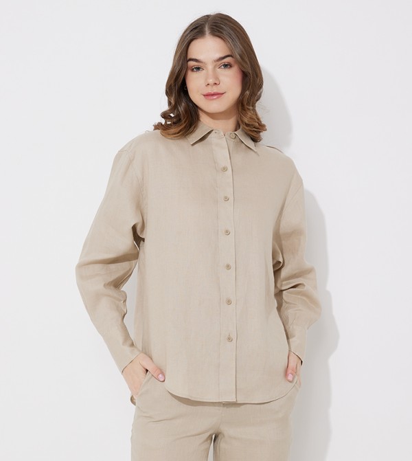 Solid Relaxed Fit Linen Shirt
