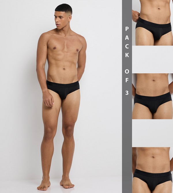 Pack of 3 Solid Hipster Briefs