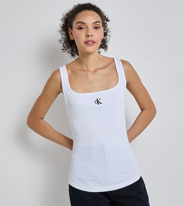 Ribbed Logo Detail Sleeveless Top