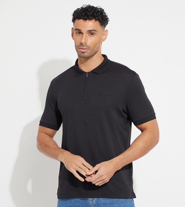 Zip Detail Short Sleeves Polo T-Shirt
