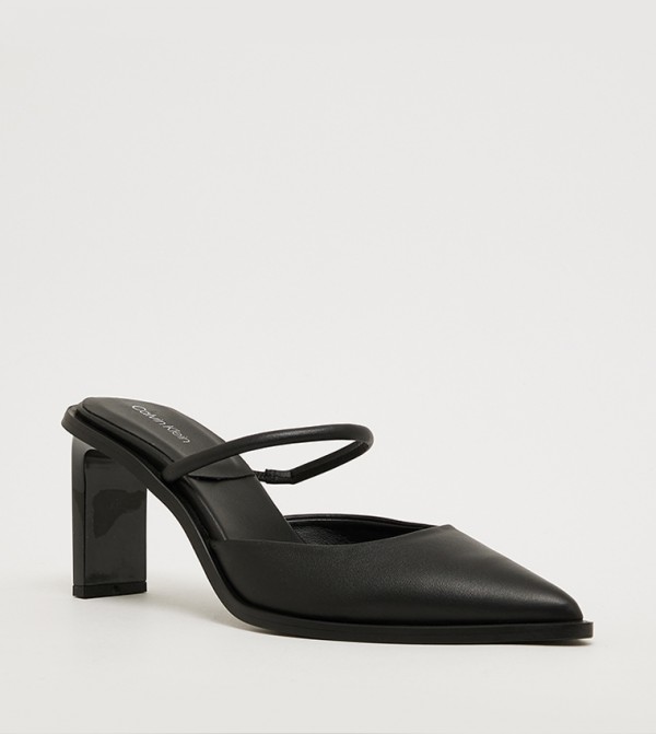 Textured Pointed Toe Heel Mules