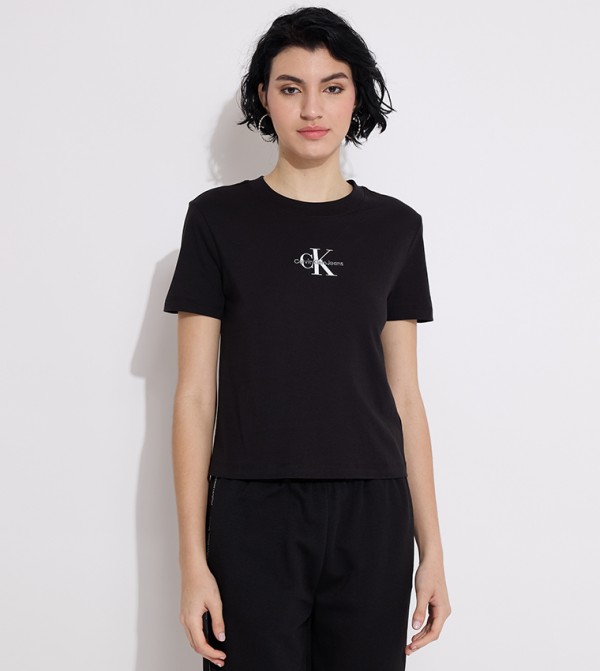 Monogram Detail Crew Neck T-Shirt