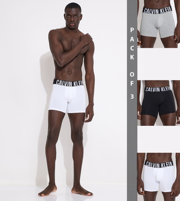 Buy Calvin Klein Pack Of 3 Logo Waistband Boxer Briefs In White