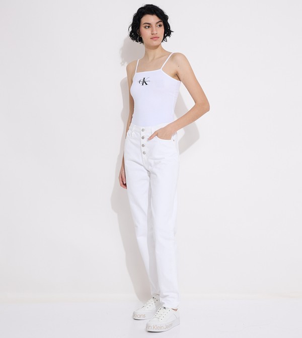 Solid Mom Fit Jeans