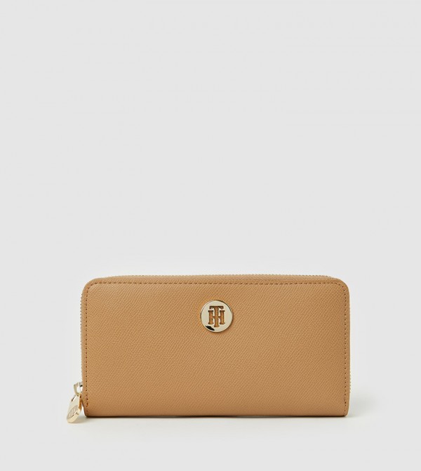 Buy Tommy Hilfiger Monogram Zip Around Wallet In Beige | 6thStreet