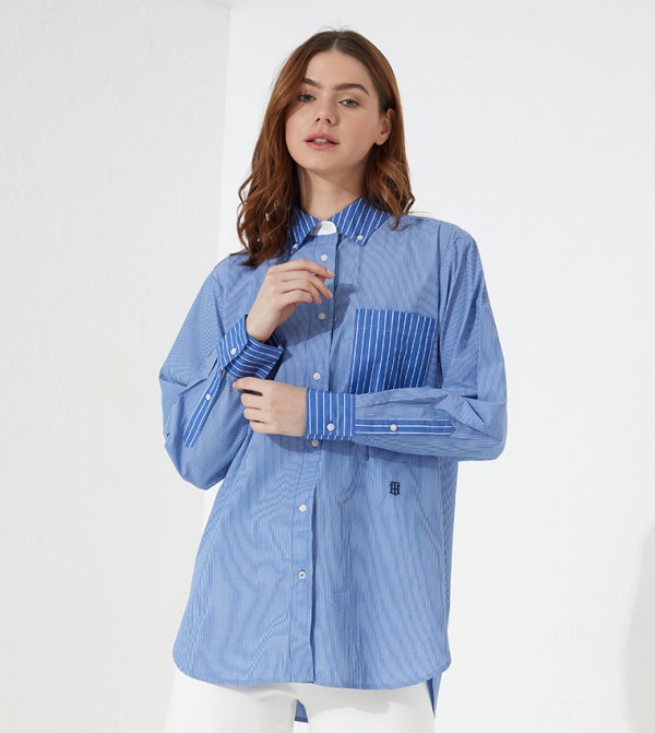 Tommy Hilfiger Women's Cotton Pinstripe Button-Down Shirt, 51% OFF