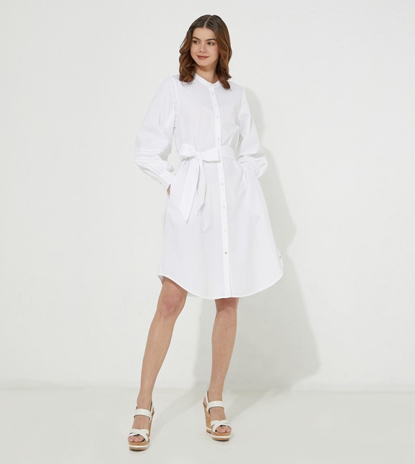 Buy Tommy Hilfiger Solid Knee Shirt Dress In White | 6thStreet UAE