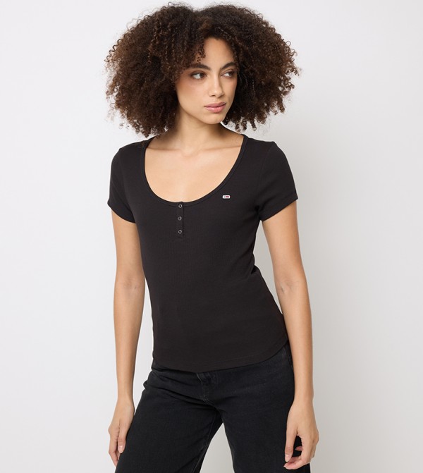 Ribbed Scoop Neck Top