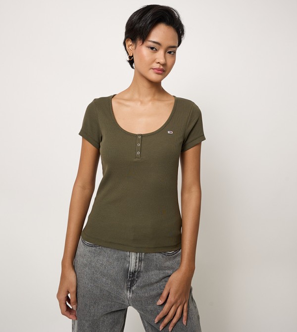 Ribbed Scoop Neck Top