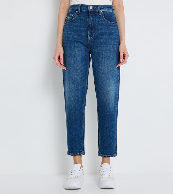 Faded High Waist Mom Fit Jeans