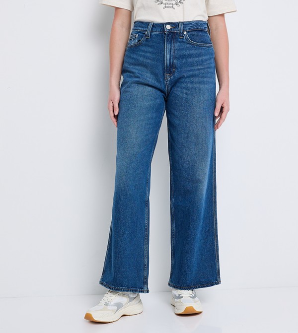 Faded High Waist Wide Leg Jeans