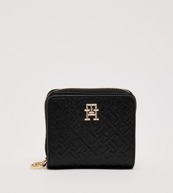 Logo Metal Zip-Around Wallet