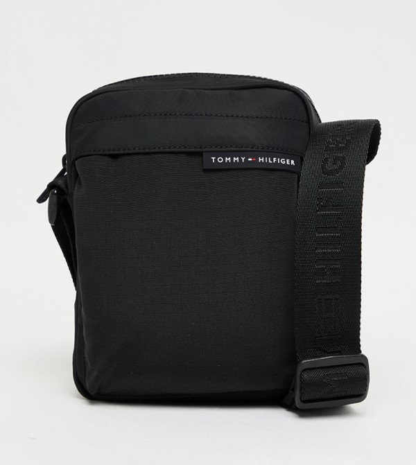 Logo Label Zippered Crossbody Bag