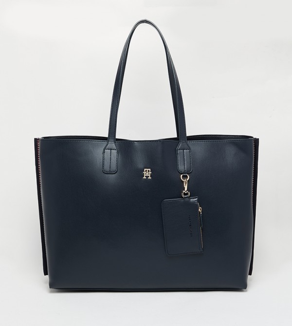 Monogram Detail Zippered Tote Bag