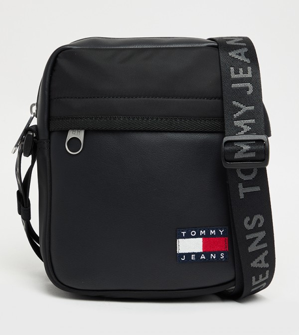 Flag Detail Zippered Crossbody Bag