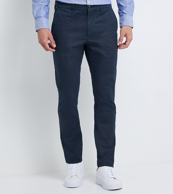 Textured Mid Rise Chinos