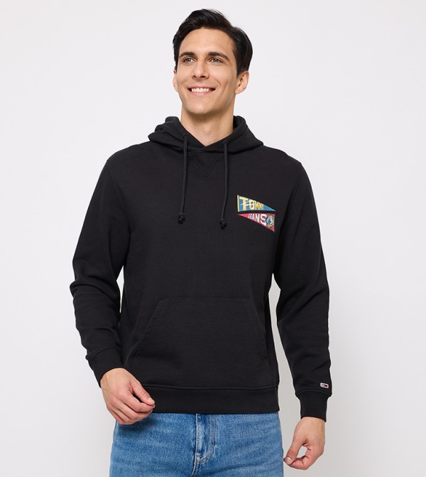Monotype Embroidered Long Sleeves Hoodie