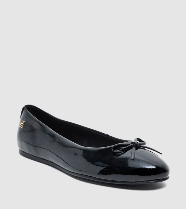 Patent Glossy Bow Detail Ballerinas