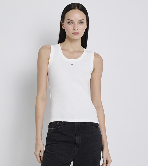 Ribbed Scoop Neck Tank Top