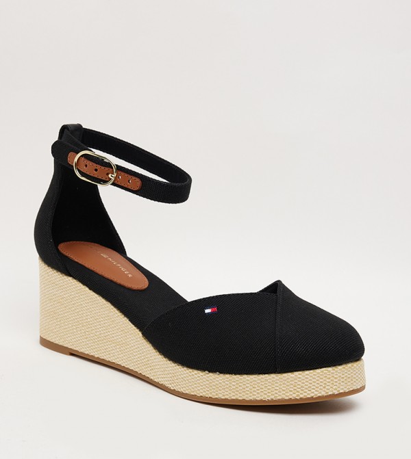 Buckle Strap Canvas Espadrille Wedge Sandals