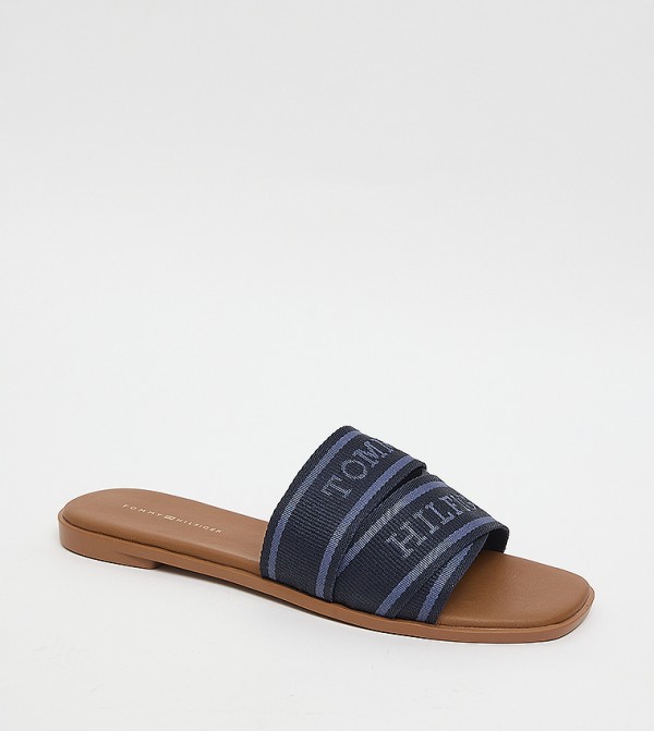 Logo Printed Criss-Cross Slide Sandals