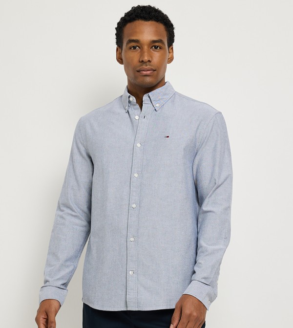 Flag Detail Button-Down Collar Shirt