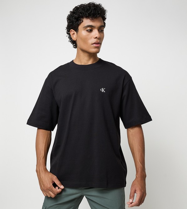 Logo Embroidered Crew Neck T-Shirt