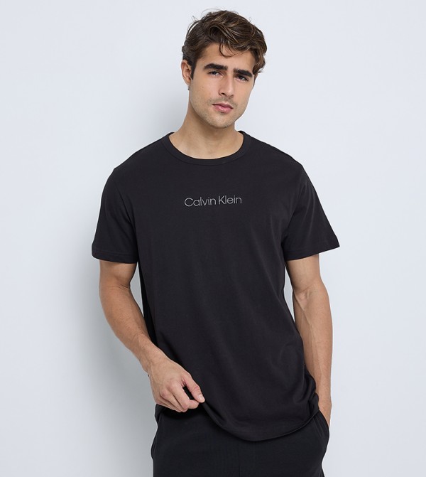 Logo Printed Short Sleeves Sleep T-Shirt