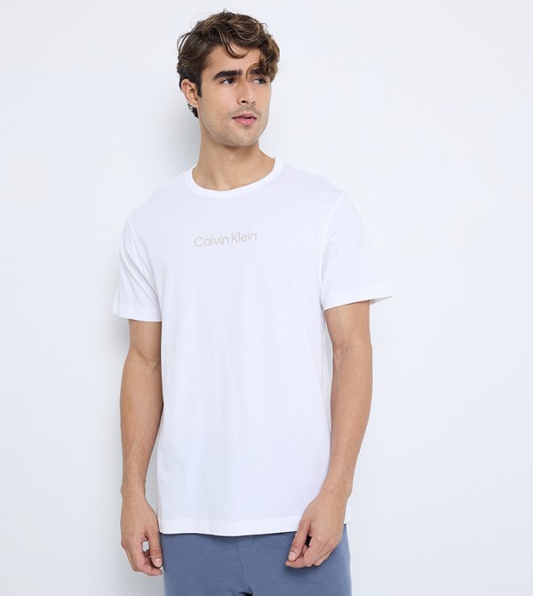 Logo Printed Short Sleeves Sleep T-Shirt