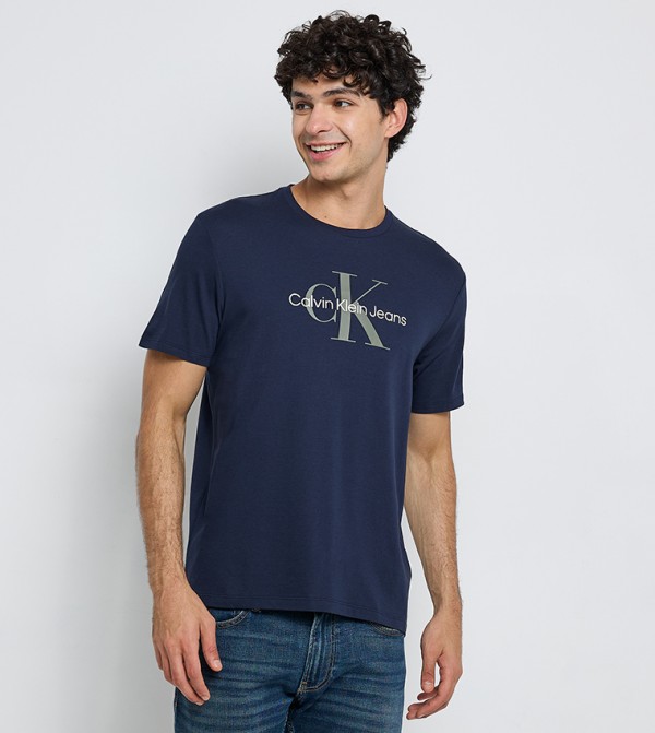 Monogram Print Crew Neck T-Shirt