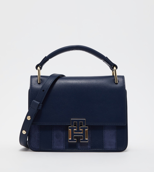 blue tommy hilfiger lock small satchel