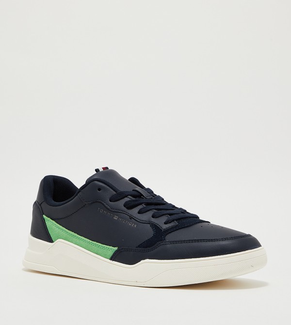 Tommy Hilfiger White Core Cupsole Shoes with Blue Sole