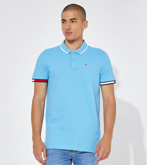 Buy Tommy Jeans Flag In Blue | Polo 6thStreet T Sleeves Cuffs Shirt UAE Short