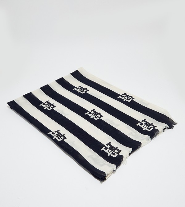 Tommy Hilfiger Monogram Contrast Logo Scarf Aw0aw06004 In Navy