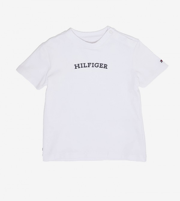 Buy Tommy Hilfiger Kids Logo Printed Round Neck T Shirt In White 6thStreet Oman