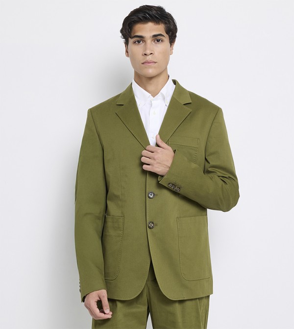 Solid Lapel Collar Blazer