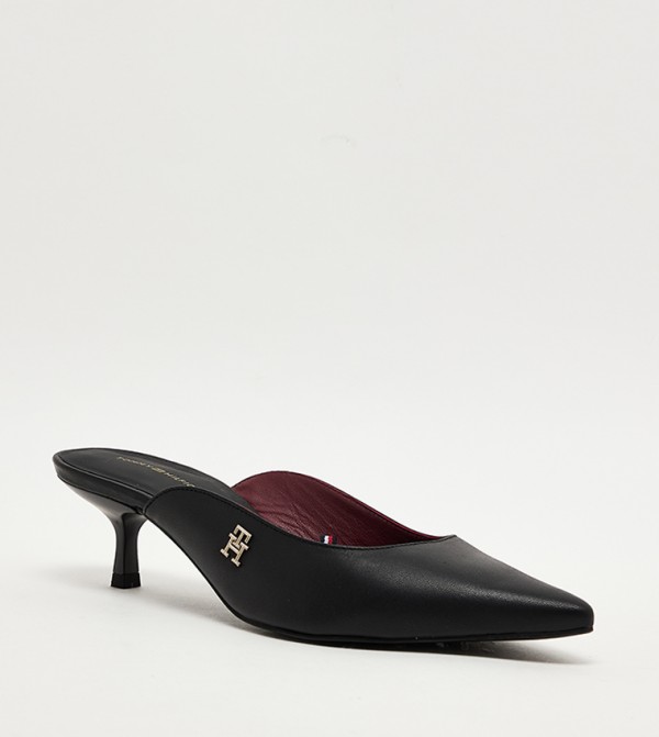 Pointed Toe Kitten Heel Mule Pumps