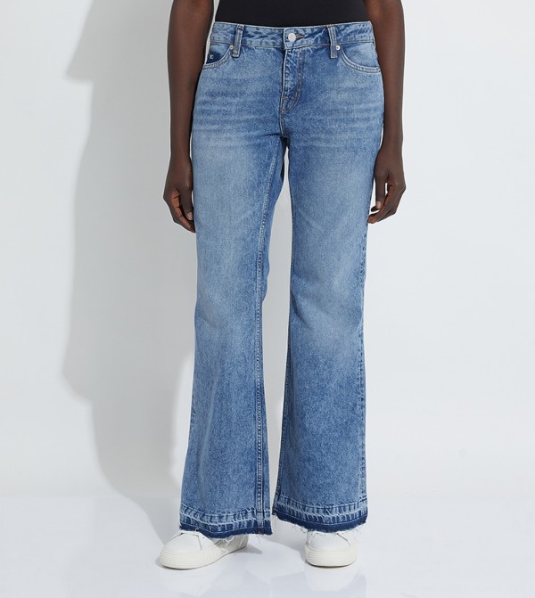 Washed Mid Rise Bootcut Jeans