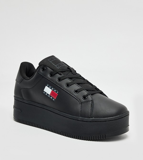 Logo Flag Lace Up Platform Sneakers