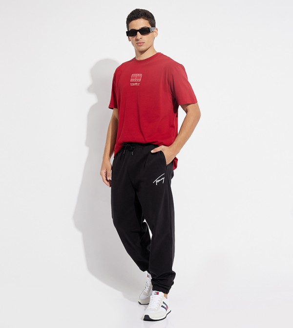 Logo Embroidered Drawstring Waist Joggers