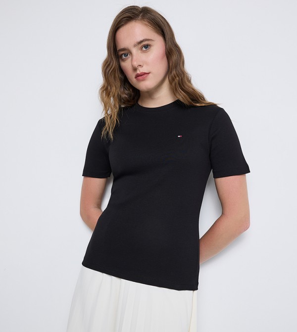 Flag Detail Crew Neck T-Shirt