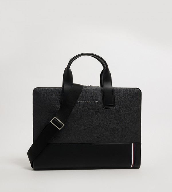 Textured Logo Detail Laptop Bag