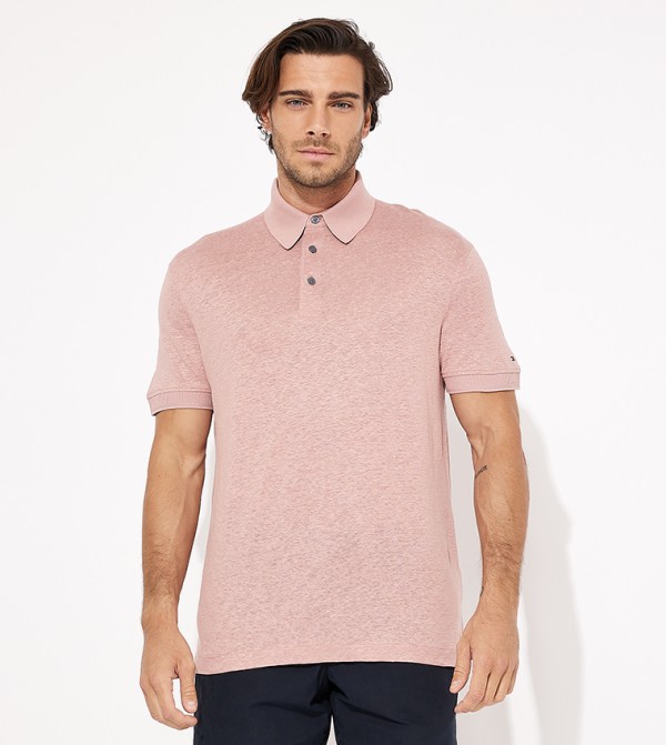 Textured Short Sleeves Polo T-Shirt
