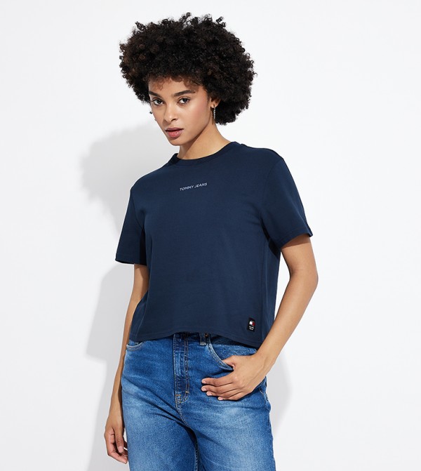 Logo Embroidered Crew Neck T-Shirt